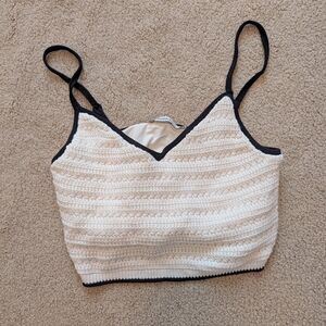 Abercrombie & Fitch Cream and Black Crop Top